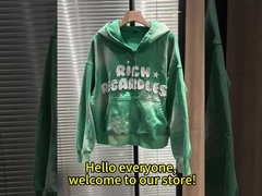 কাস্টম ৪০০/৫০০ জিএসএম ভারী ওজনের কটন জিপার ভিনটেজ প্যাচ এমব্রয়ডারি অ্যাসিড ওয়াশ হুডি