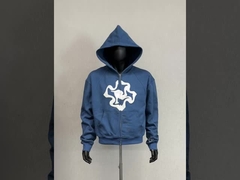 কাস্টম 500 জিএসএম puff মুদ্রণ ভারী ওজন জিপ আপ hoodie
