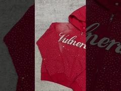 2025 নতুন কাস্টম লাক্সারি রাইনস্টোন ওভারসাইজড ব্যাগি বক্সি জিপ আপ হুডিজ ভিনটেজ ওয়াশড সান ফেইডেড স্ট্রী