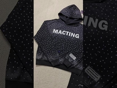 কাস্টম অ্যাপ্লিক এমব্রয়ডারি ডিস্ট্রেসড রাইনস্টোন জিপ আপ হুডি অ্যাসিড ওয়াশ ভিনটেজ ওয়াশড ফ্লিস স্ট্রী