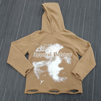 কেনা S-6XL dtg মুদ্রণ hoodies বিপুল আকারের ফরাসি টেরি কটন hoodie সঙ্গে distressed ripped online manufacture